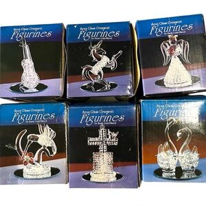 vintage spun glass figurines 24-karat gold-plated accents, animals, music, cross